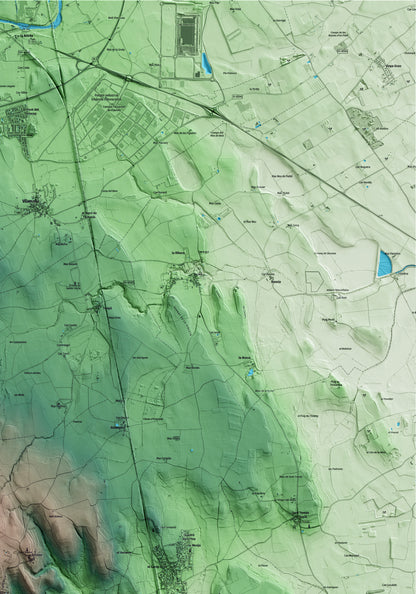 Mapa artístico del relieve de Palau de Santa Eulàlia, al Alt Empordà, con 15 km de entorno y base topográfica ICGC. Detalle de la zona superior derecha.