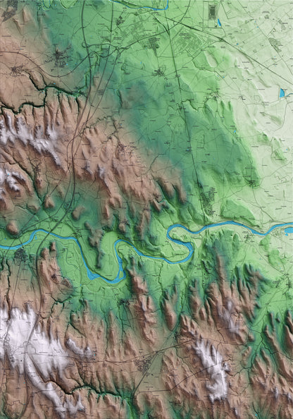 Mapa artístico del relieve de Palau de Santa Eulàlia, al Alt Empordà, con 15 km de entorno y base topográfica ICGC