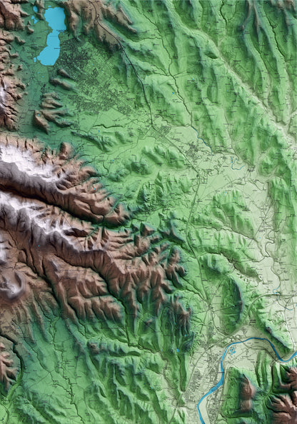 Mapa artístico del relieve de Palol de Revardit, en el Pla de l'Estany, con 15 km de entorno y base topográfica ICGC