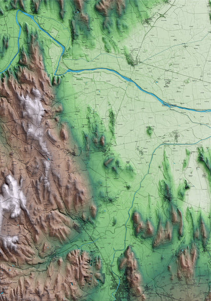 Mapa artístico del relieve de Parlavà, al Baix Empordà, con 15 km de entorno y base topográfica ICGC