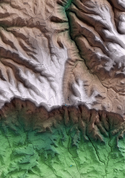 Mapa artístico del relieve de Passanant i Belltall, a la Conca de Barberà, con 15 km de entorno y base topográfica ICGC. Detalle de la zona inferior derecha.