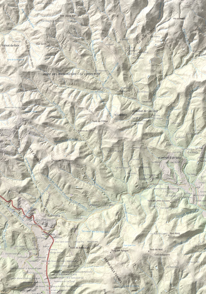 Mapa de relieve de Pedracastell o Creu de Canet, 287 m, Maresme, lámina 100 Cims de Trobart. Detalle de la zona superior izquierda. 70 × 100 cm.