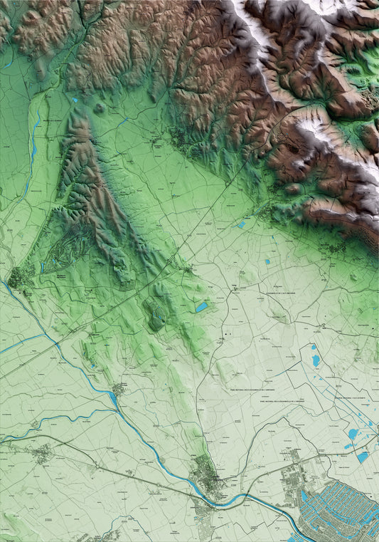 Mapa artístico del relieve de Pedret i Marzà, al Alt Empordà, con 15 km de entorno y base topográfica ICGC