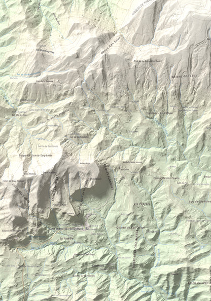 Mapa de relieve de Pedró de Tubau, 1543 m, Berguedà · Ripollès, lámina 100 Cims de Trobart. Detalle de la zona inferior izquierda. 70 × 100 cm.
