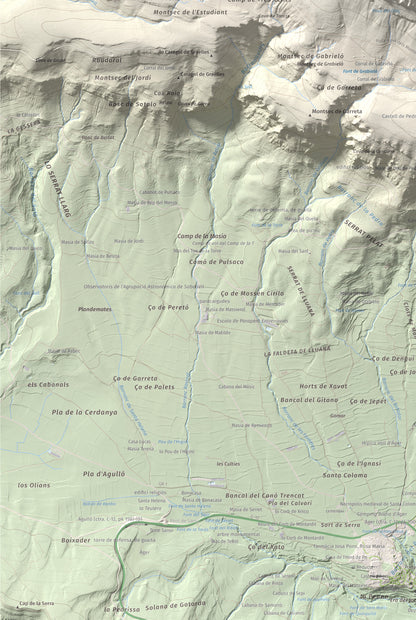 Mapa de relieve de Penya Sant Alís, 1675 m, Noguera · Pallars Jussà, lámina 100 Cims de Trobart. Detalle de la zona inferior izquierda. 61 × 91 cm.