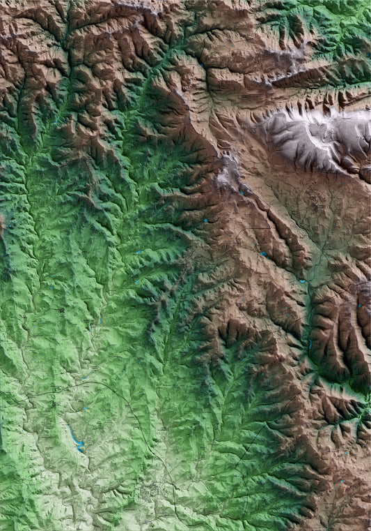 Mapa artístico del relieve de Perafita, al Lluçanès, con 15 km de entorno y base topográfica ICGC