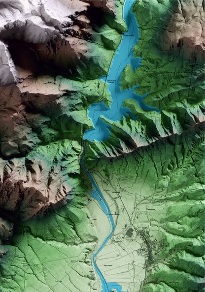 Mapa artístico del relieve de Peramola, al Alt Urgell, con 15 km de entorno y base topográfica ICGC. Detalle de la zona superior derecha.