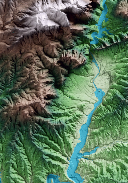 Mapa artístico del relieve de Peramola, al Alt Urgell, con 15 km de entorno y base topográfica ICGC