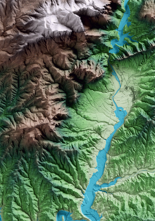 Mapa artístico del relieve de Peramola, al Alt Urgell, con 15 km de entorno y base topográfica ICGC