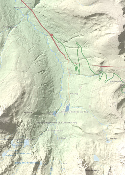 Mapa de relieve de Pic Negre d'Envalira, 2822 m, Andorra · Cerdanya Nord, lámina 100 Cims de Trobart. Detalle de la zona superior izquierda. 50 × 70 cm.