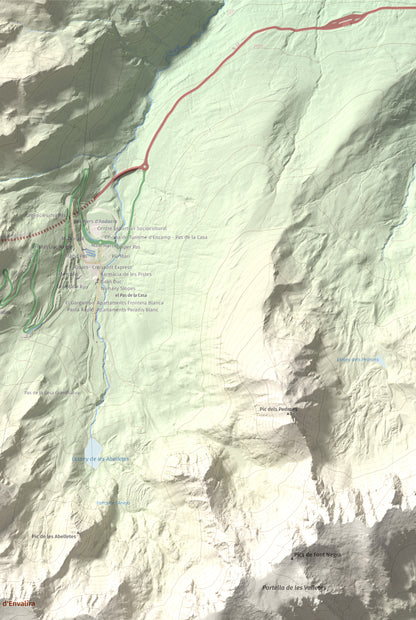 Mapa de relieve de Pic Negre d'Envalira, 2822 m, Andorra · Cerdanya Nord, lámina 100 Cims de Trobart. Detalle de la zona superior derecha. 61 × 91 cm.