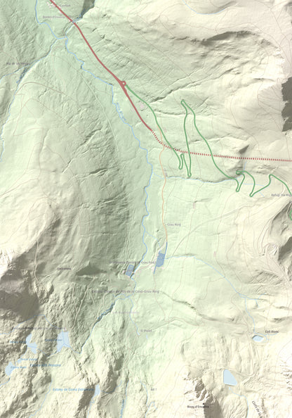 Mapa de relieve de Pic Negre d'Envalira, 2822 m, Andorra · Cerdanya Nord, lámina 100 Cims de Trobart. Detalle de la zona superior izquierda. 70 × 100 cm.