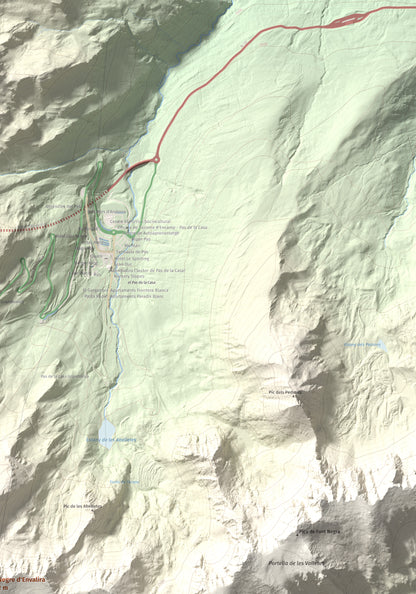 Mapa de relieve de Pic Negre d'Envalira, 2822 m, Andorra · Cerdanya Nord, lámina 100 Cims de Trobart. Detalle de la zona superior derecha. 70 × 100 cm.
