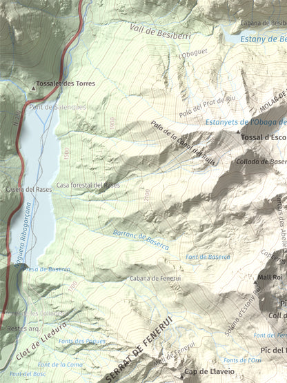 Mapa de relieve de Pic Roi, 2585 m, Alta Ribagorça, lámina 100 Cims de Trobart. Detalle de la zona superior izquierda. 30 × 40 cm.
