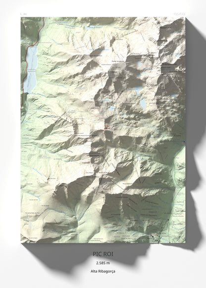 Mapa de relieve de Pic Roi, 2585 m, Alta Ribagorça, lámina 100 Cims de Trobart 50 × 70 cm.