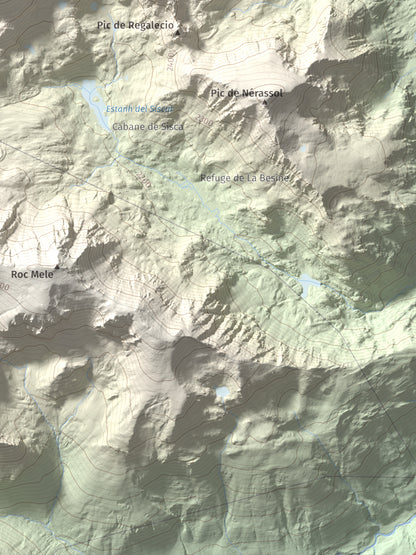 Mapa de relieve de Pic d'Escobes, 2780 m, Andorra, lámina 100 Cims de Trobart. Detalle de la zona inferior derecha. 30 × 40 cm.
