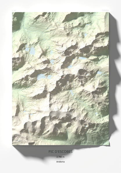 Mapa de relieve de Pic d'Escobes, 2780 m, Andorra, lámina 100 Cims de Trobart 70 × 100 cm.