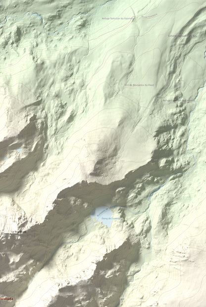 Mapa de relieve de Pic de Baixollada, 2546 m, Capcir, lámina 100 Cims de Trobart. Detalle de la zona superior derecha. 61 × 91 cm.