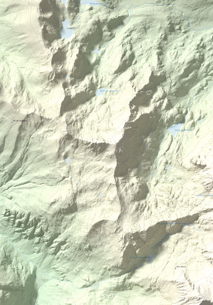 Mapa de relieve de Pic de Baixollada, 2546 m, Capcir, lámina 100 Cims de Trobart. Detalle de la zona superior izquierda. 70 × 100 cm.