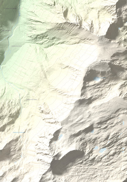 Mapa de relieve de Pic de Baixollada, 2546 m, Capcir, lámina 100 Cims de Trobart. Detalle de la zona inferior izquierda. 70 × 100 cm.
