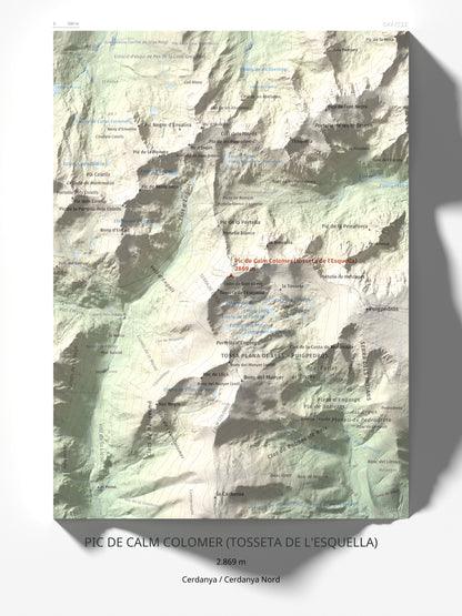 Mapa de relieve de Pic de Calm Colomer (tosseta de l'Esquella), 2869 m, Cerdanya · Cerdanya Nord, lámina 100 Cims de Trobart 30 × 40 cm.