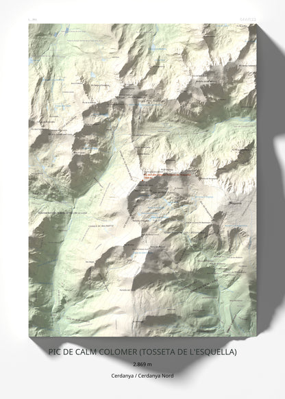 Mapa de relieve de Pic de Calm Colomer (tosseta de l'Esquella), 2869 m, Cerdanya · Cerdanya Nord, lámina 100 Cims de Trobart 50 × 70 cm.