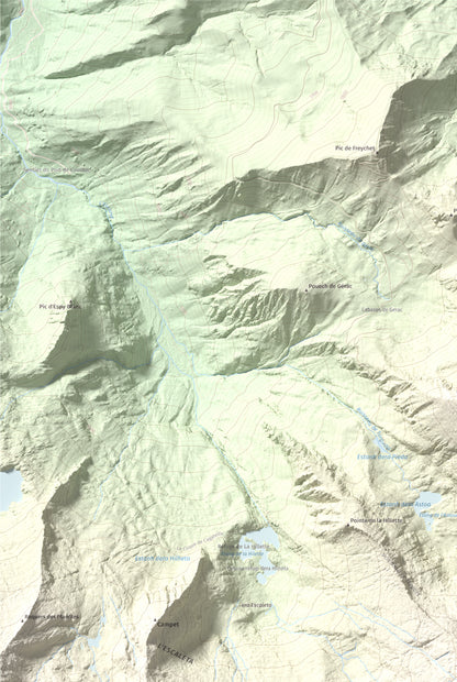 Mapa de relieve de Pic de Colatx, 2570 m, Pallars Sobirà, lámina 100 Cims de Trobart. Detalle de la zona superior izquierda. 61 × 91 cm.