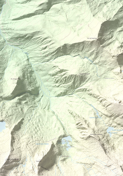 Mapa de relieve de Pic de Colatx, 2570 m, Pallars Sobirà, lámina 100 Cims de Trobart. Detalle de la zona superior izquierda. 70 × 100 cm.