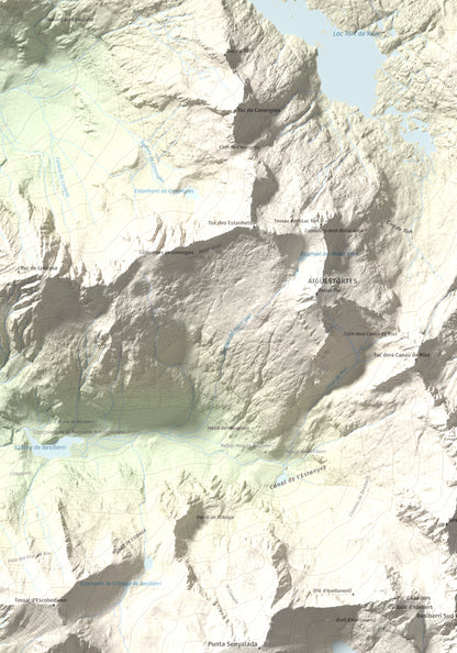 Mapa de relieve de Pic de Comaloforno, 3029 m, Alta Ribagorça, lámina 100 Cims de Trobart. Detalle de la zona superior izquierda. 70 × 100 cm.