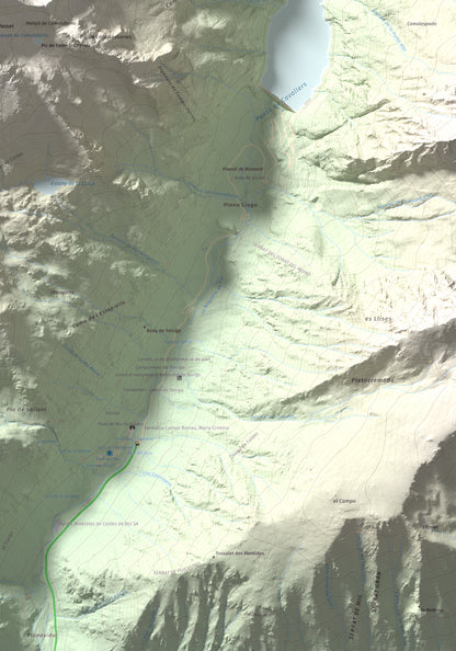 Mapa de relieve de Pic de Comaloforno, 3029 m, Alta Ribagorça, lámina 100 Cims de Trobart. Detalle de la zona inferior derecha. 70 × 100 cm.
