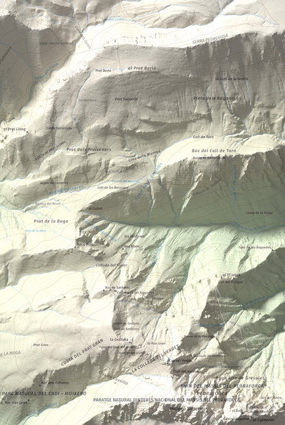 Mapa de relieve de Pic de Costa Cabirolera, 2604 m, Alt Urgell · Berguedà · Cerdanya, lámina 100 Cims de Trobart. Detalle de la zona inferior derecha. 61 × 91 cm.