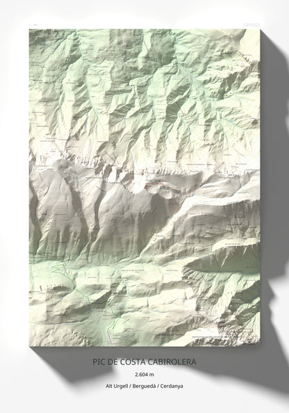 Mapa de relieve de Pic de Costa Cabirolera, 2604 m, Alt Urgell · Berguedà · Cerdanya, lámina 100 Cims de Trobart 70 × 100 cm.