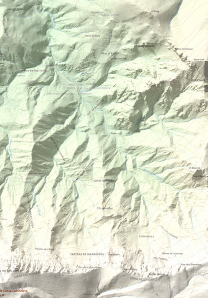 Mapa de relieve de Pic de Costa Cabirolera, 2604 m, Alt Urgell · Berguedà · Cerdanya, lámina 100 Cims de Trobart. Detalle de la zona superior derecha. 70 × 100 cm.