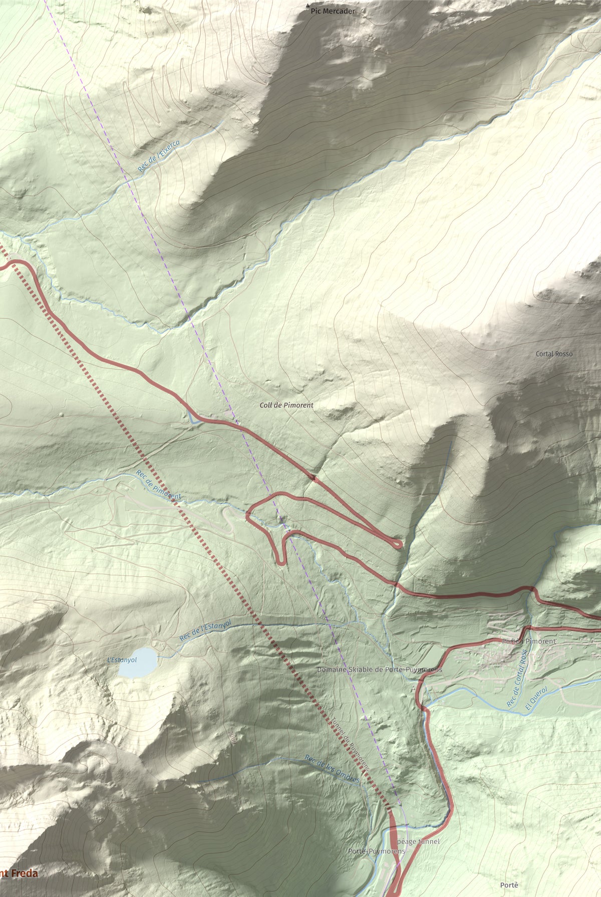 Mapa de relieve de Pic de Font Freda, 2738 m, Cerdanya Nord, lámina 100 Cims de Trobart. Detalle de la zona superior derecha. 61 × 91 cm.