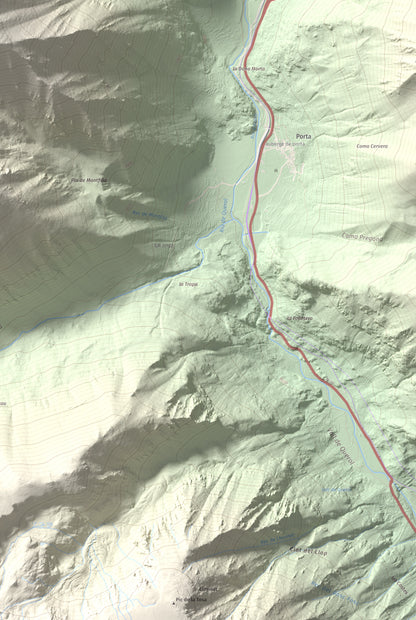 Mapa de relieve de Pic de Font Freda, 2738 m, Cerdanya Nord, lámina 100 Cims de Trobart. Detalle de la zona inferior derecha. 61 × 91 cm.