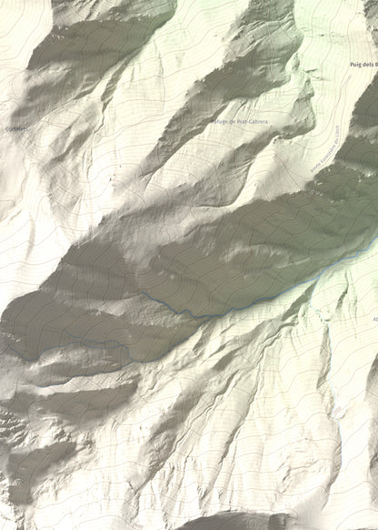 Mapa de relieve de Pic de Gallinassa, 2461 m, Conflent · Vallespir, lámina 100 Cims de Trobart. Detalle de la zona superior izquierda. 50 × 70 cm.