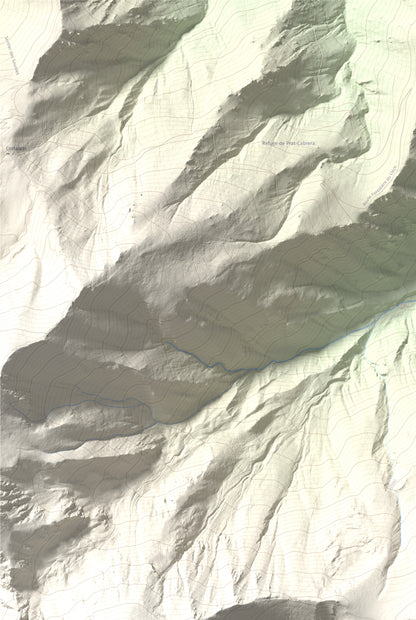 Mapa de relieve de Pic de Gallinassa, 2461 m, Conflent · Vallespir, lámina 100 Cims de Trobart. Detalle de la zona superior izquierda. 61 × 91 cm.
