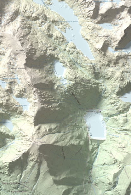 Mapa de relieve de Pic de Mariolo (Pic de Neriolo), 2857 m, Alta Ribagorça · Pallars Jussà, lámina 100 Cims de Trobart. Detalle de la zona inferior derecha. 61 × 91 cm.