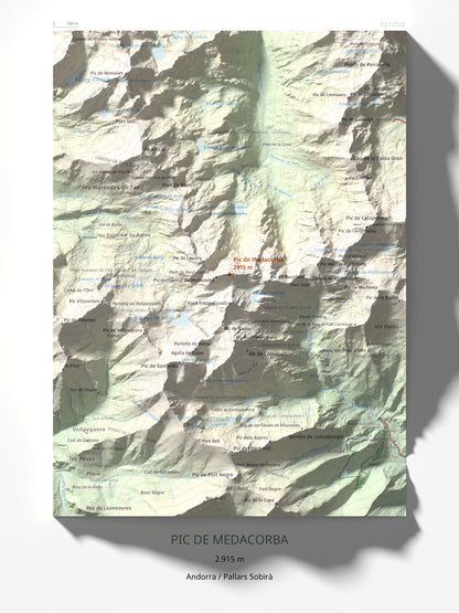 Mapa de relieve de Pic de Medacorba, 2915 m, Andorra · Pallars Sobirà, lámina 100 Cims de Trobart 30 × 40 cm.