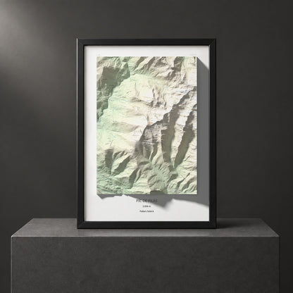 Mapa de relieve de Pic de Pilàs, 2656 m, Pallars Sobirà, lámina 100 Cims de Trobart. Presentación enmarcada. 50 × 70 cm.