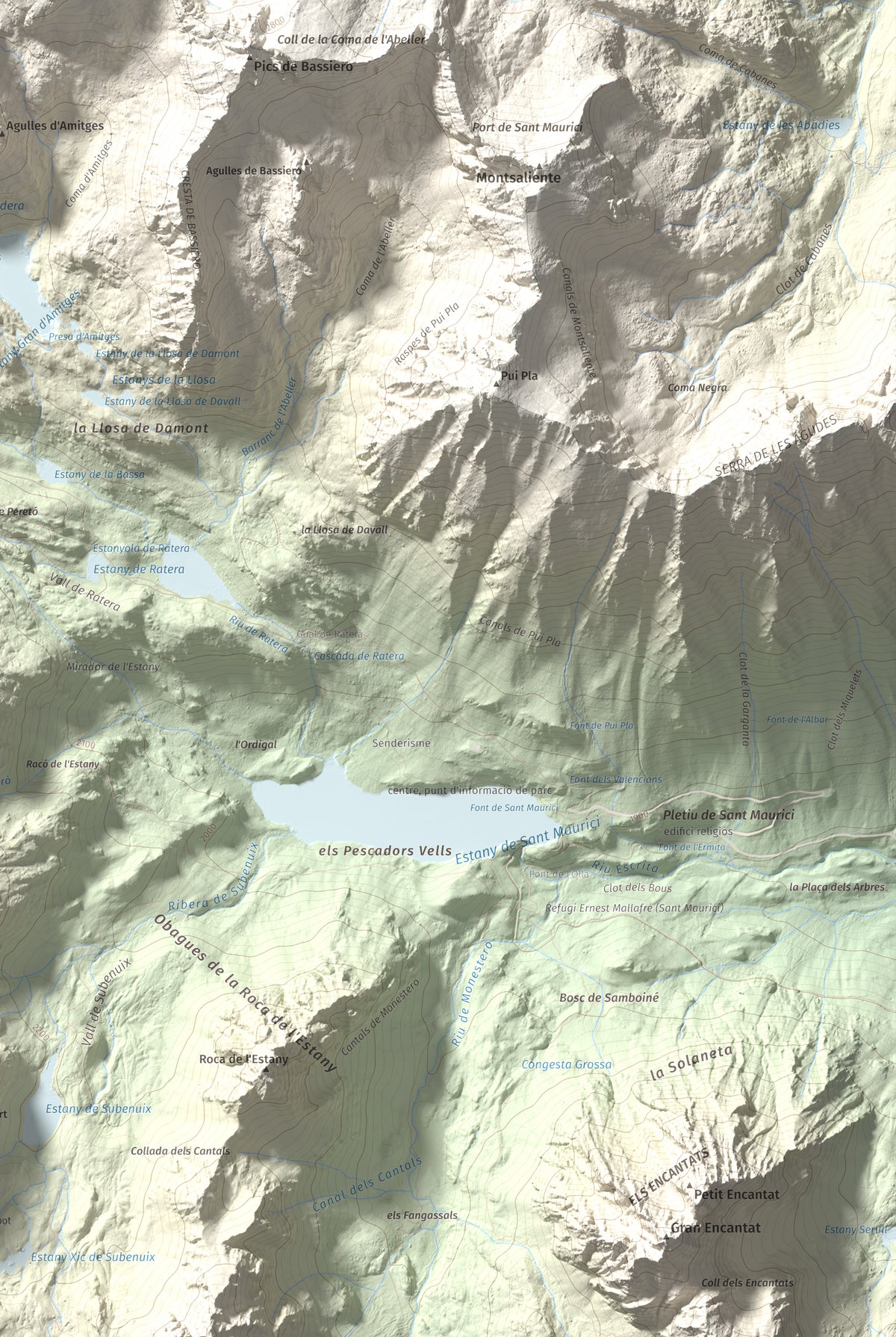 Mapa de relieve de Pic de Saboredo, 2830 m, Pallars Sobirà, lámina 100 Cims de Trobart. Detalle de la zona inferior derecha. 61 × 91 cm.