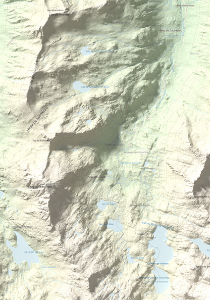 Mapa de relieve de Pic de Saboredo, 2830 m, Pallars Sobirà, lámina 100 Cims de Trobart. Detalle de la zona superior izquierda. 70 × 100 cm.