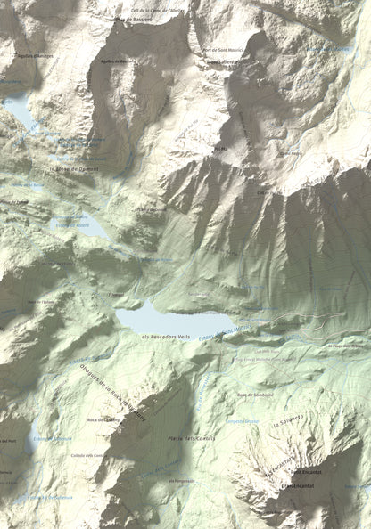 Mapa de relieve de Pic de Saboredo, 2830 m, Pallars Sobirà, lámina 100 Cims de Trobart. Detalle de la zona inferior derecha. 70 × 100 cm.