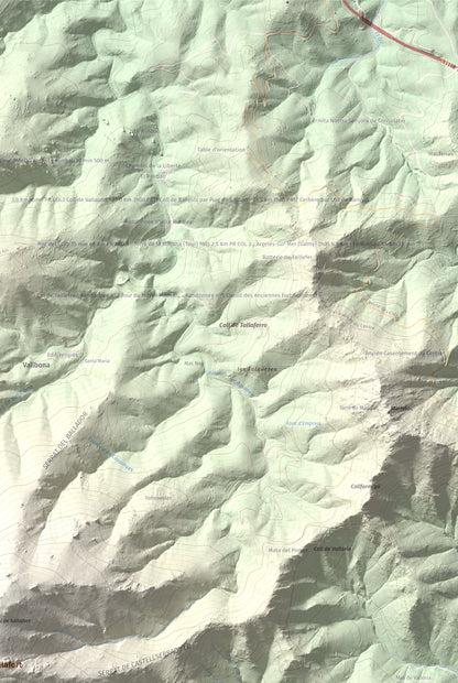 Mapa de relieve de Pic de Sallafort, 994 m, Alt Empordà · Rosselló, lámina 100 Cims de Trobart. Detalle de la zona superior derecha. 61 × 91 cm.