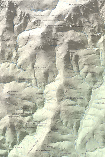 Mapa de relieve de Pic de Sallafort, 994 m, Alt Empordà · Rosselló, lámina 100 Cims de Trobart. Detalle de la zona inferior izquierda. 61 × 91 cm.