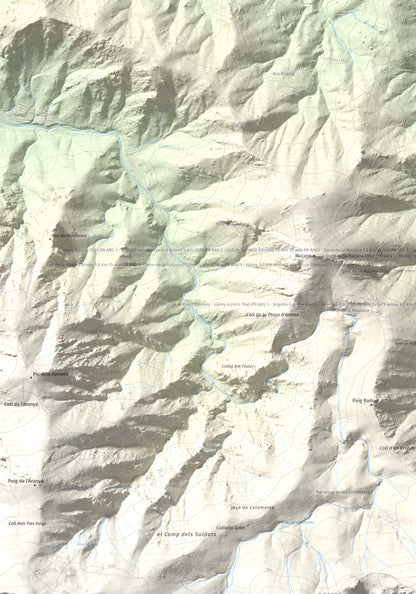 Mapa de relieve de Pic de Sallafort, 994 m, Alt Empordà · Rosselló, lámina 100 Cims de Trobart. Detalle de la zona superior izquierda. 70 × 100 cm.