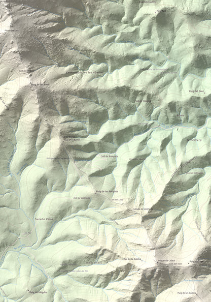 Mapa de relieve de Pic de Sallafort, 994 m, Alt Empordà · Rosselló, lámina 100 Cims de Trobart. Detalle de la zona inferior derecha. 70 × 100 cm.