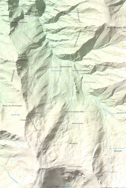 Mapa de relieve de Pic de Salòria, 2789 m, Alt Urgell · Pallars Sobirà, lámina 100 Cims de Trobart. Detalle de la zona superior izquierda. 61 × 91 cm.