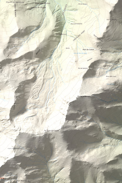 Mapa de relieve de Pic de Salòria, 2789 m, Alt Urgell · Pallars Sobirà, lámina 100 Cims de Trobart. Detalle de la zona superior derecha. 61 × 91 cm.