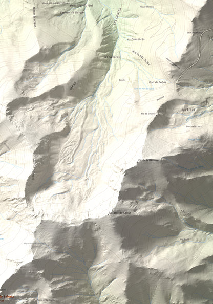 Mapa de relieve de Pic de Salòria, 2789 m, Alt Urgell · Pallars Sobirà, lámina 100 Cims de Trobart. Detalle de la zona superior derecha. 70 × 100 cm.